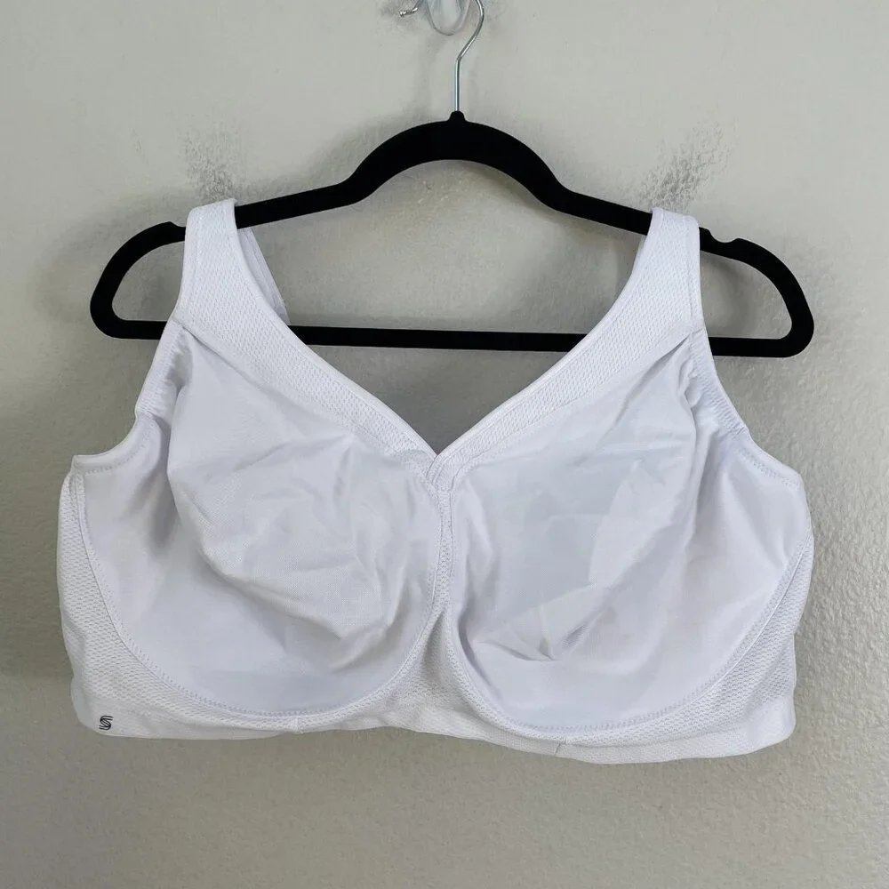 NEW Glamorise Sports Bra Womens 48F White Wireless Full Coverage Mesh Support - Picture 5 of 9
